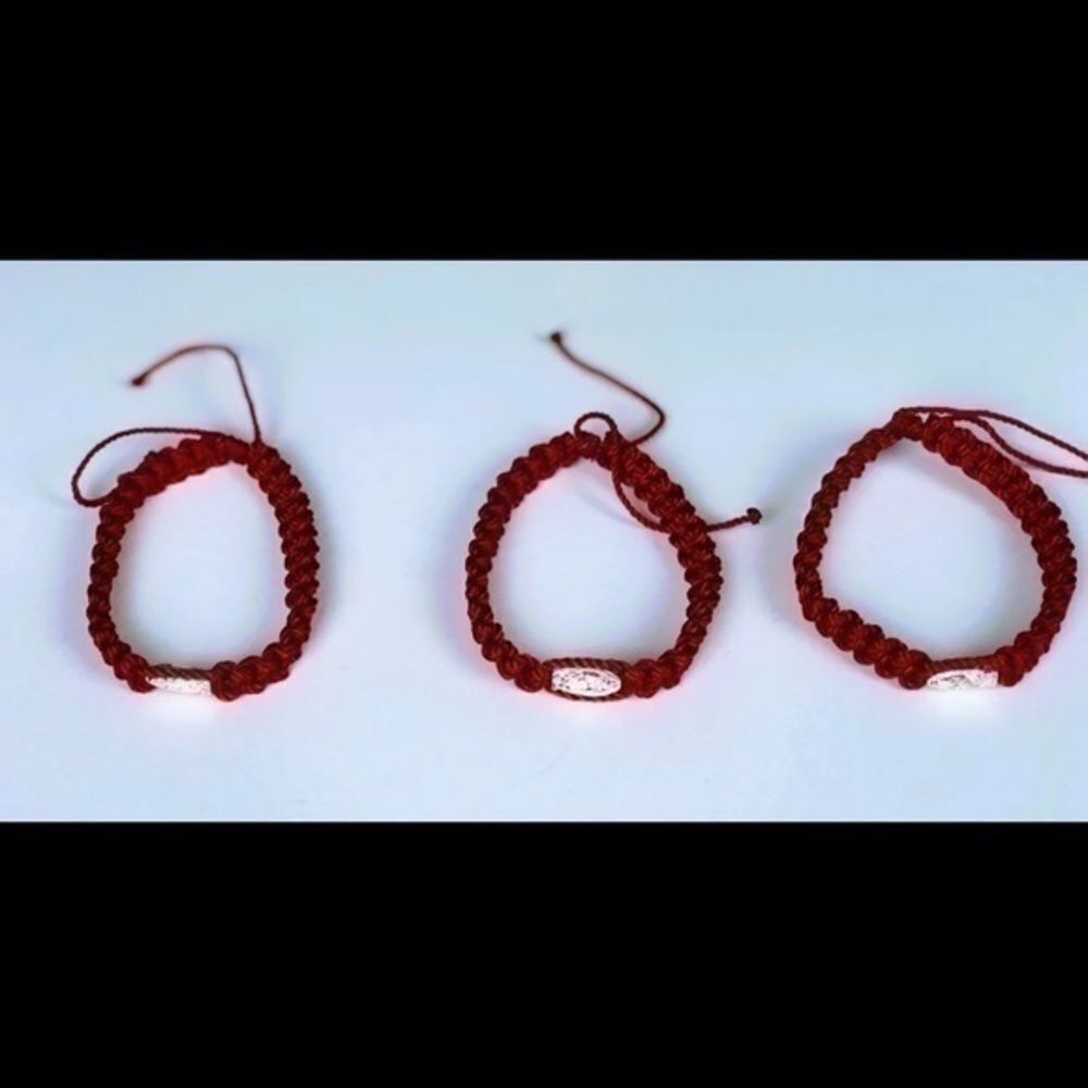 3 red macrame adult adjustable Our Lady Guadalupe evileye protection bracelets
